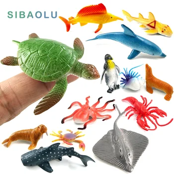 Modeliavimo mažo Dydžio, Sea Life gyvūnų Modelius, statulėlės nustatyti Žaislai PVC Žuvų, Banginių, Ryklių, Žuvų, Vėžlių, Delfinų Pingvinai Žaislai, Dovanos