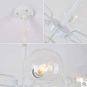Modernus minimalistinis kaustytomis geležies danga creative magic bean liustra E14 pusapvalės stiklo lempų gaubtų kambarį apšvietimo lemputė