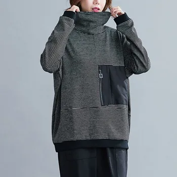 Moterų Atsitiktinis Marškinėlius Naujų 2020 M. Rudenį Korėjos Paprastas Stilius Derliaus Golfo Dryžuotas Prarasti Moterų Medvilnės Puloveriai Viršūnes S2375