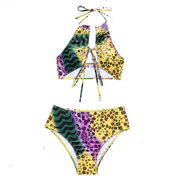 Moterų Bikini Maudymosi Kostiumėlį, Thong Apynasrio Aukšto Juosmens Bikini Komplektas Brazilijos Biquini Leopard 2021 M. Vasaros Maudymosi Kostiumą Iškirpti Paplūdimio