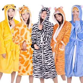 Moterų Chalatas Panda Vienaragis Suaugusiųjų Flanelė Vonia, Chalatas, Vyrai Pižamą Skraiste Kigurumi Pižama pajama komplektai nightgowns sleepshirts