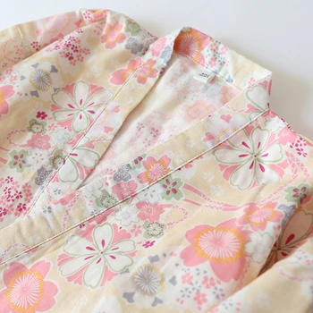 Moterų Japonų Stiliaus Pižama Sleepwear Yukata Rytų Sakura Gėlių Chalatas Kimono Laisvalaikio Namuose Prarasti Medvilnės Pižamą