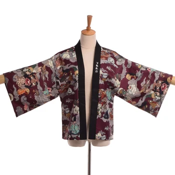 Moterų Kimono Kailis Anime, Japonų Stiliaus Atsitiktinis Palaidinė Prarasti Skara Žaliojo Vintage Megztinis Švarkas