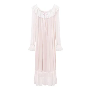 Moterų Modalinis Suknelė Princesė Sleepshirts Senovinių Rūmų Stiliaus Nėrinių Aplikacija Nightgowns.Viktorijos Nightdress Lounge Sleepwear