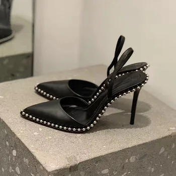 Moterų batai 2020 nauja seksuali kniedė plienas kamuolys apvadu pažymėjo tne Baotou sandalai plonas kulnas aukštas kulnas tuščiaviduriai iš moterų batai