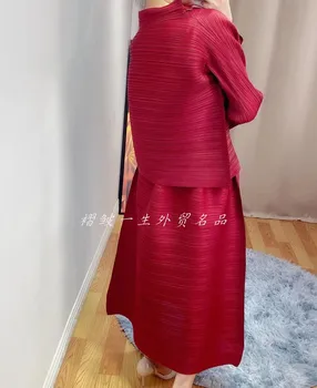 Moterų naujus laisvus sijonus pavasarį 2021 Miyak kartus Mados PP serijos vidutinio ilgio vientisa spalva plius dydis plonas sijonas sąlygotosios