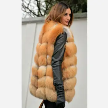 Moterų naujų lapių kailio liemenė natūralaus lapės kailio nekilnojamojo fox fur short vest atsitiktinis mados šiltas rudens ir žiemos Europos gatvės stilius