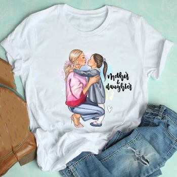 Moterų trumpomis Rankovėmis Vasarą, Pavasarį Mujer Camisetas 2021 Animacinių filmų Mama Mama Drabužius Spausdinti Marškinėlius Moterų Tee Viršuje Grafinis T-shirt