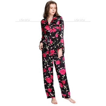 Moterų Šilko Satino Pižama Nustatyti Pajama Pižamos Nustatyti Sleepwear Loungewear