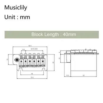Musiclily Pro 52,5 mm Plieno Balneliai Visas Blokas 2-Stud Stiliaus Gitaros Tremolo Bridge for American Strat , 