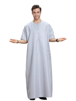 Musulmonų Jubba Thobe Islamo Plius Dydis Jilbab Musulmonų Apdaras Artimųjų Rytų Kaftan Dubajus Arabų Vyrų Drabužiai Trumpas Rankovės Marškinėliai Abaja