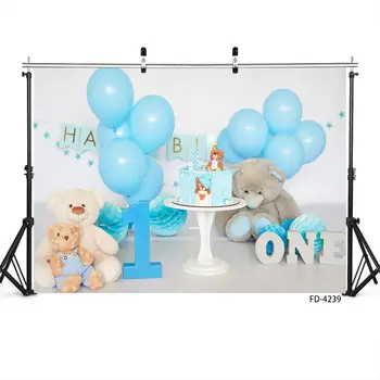 Mėlynos Balionų Žaislas Padengti Torto Nuotrauka Backdrops Vinilo Šeimų Vaikams Gimtadienio Baby Shower Photophone Mėgsta Nuotrauka