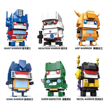 Mūrinis Transformatorius Optimus Prime Brickheadz Žaislai Vaikams Kamane Megatron Super Herojus Mažų Statybos Blokuoti Modelio Rinkinys Berniukams