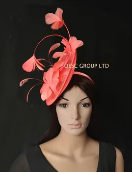 NAUJŲ Didmeninių 9 spalvų Koralų rožinė Didelis Sinamay Fascinator Skrybėlę, Kentukis Derbis už Melbourne cup Lenktynėse.QF115