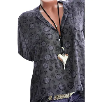 NEMOKAMAI STRUČIŲ Moterų Marškiniai Plius Dydis Polka Dot V-Kaklo Prarasti Mygtuką Trumpas Rankovės Tendencija Elegantiškas Kilnus Paprasta Vasaros Palaidinė Marškinėliai