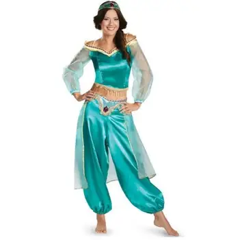 NEMOKAMAS PRISTATYMAS Aladdin Princesė Jasmine cosplay kostiumų Suaugusiųjų Halloween Kostiumai moterys šalis seksualus Jazminų suknelė