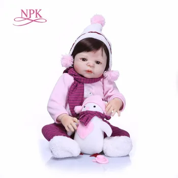 NPK 55cm full Silikono Reborn Baby Doll Vaikams vaikystės draugas, Dovana Mergaitėms, Minkšti Žaislai, Puokštės Lėlės Bebe Atgimę Žaislai
