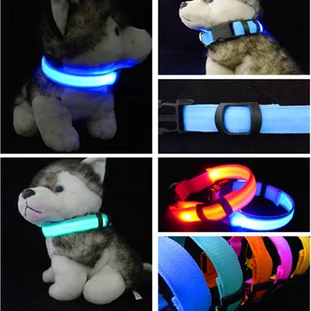 Naminių Šunų Antkaklis LED Šviesos Naktį Saugos Augintiniai Prekių Katė LED Šuo Nailono Antkaklis Mažiems Šunims LED Antkakliai Žėrintis Naminių Reikmenys