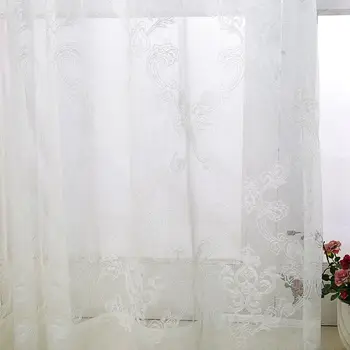 Namų Deco Vien Šukutės Siuvinėjimo Baltųjų Gėlių Amerikietiško Stiliaus Lango Užuolaidų Lazdele Kišenėje Įvorės už Kambarį