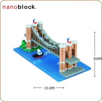 Nanoblock Bruklino Tiltas JAV NBH 169 Kawada Prekės 430 Vnt Blokai Modelis Statyti Švietimo Vaikų Žaislai