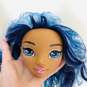 Naujas 10cm Mados Lėlės Galvą, Mėlyna plaukų, Didelių akių mergaitė 