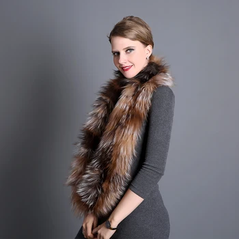 Naujas 2018 Naujas Nekilnojamojo Fox Fur knited Šalikai Žiedo Žiema Apykaklės prabangus Storas Šiltas Aukščiausios Kokybės Skara Gamtos Furneckerchief SN03