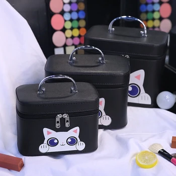 Naujas Animaciją kačių Makiažas krepšiai mielas maišelį organizatorius, kosmetikos 3 dydis didelis Kosmetikos krepšys moterims nešiojamų kelionių Makiažas dėklas