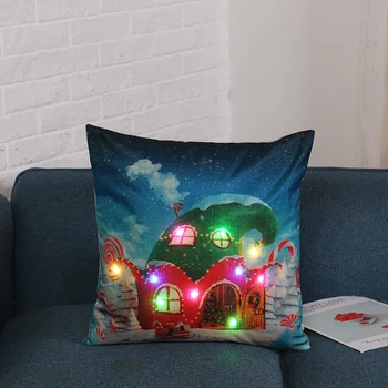 Naujas LED Kalėdų Pagalvės užvalkalą Kalėdų Kraštovaizdžio Animacinių filmų Kūrybos Šviesos Pagalvėlė Padengti Namų Sofa-lova, Stalas Ir Kėdė Apdaila