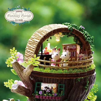 Naujas Lėlės Namas Baldai Miniatiūriniai Lėlių Rinkinys su Muzikos ir Šviesos Mediniai Žaislai, Dovanos, Moterims, Vaikams