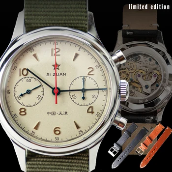 Naujas Mados 1963 Safyras Chronograph 40mm Pilotas Vyrų Laikrodžiai ST1901 Karinės Mechaninė Vertus Vėjo Chronograph Laikrodžiai Vyrams