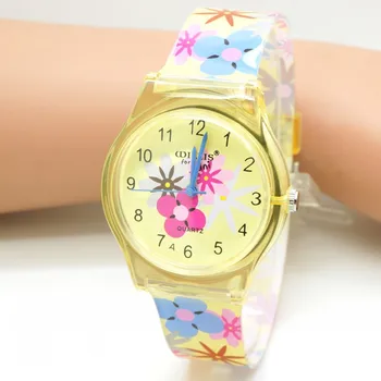 Naujas Moterų Prekės Gėlių Žiūrėti Kvarcinis Laikrodis Atsparus Vandeniui Laikrodis Silikoninė Mados Mergaičių Ultra Plonas Juosta Relogio Horlog