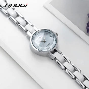 Naujas SINOBI Moterų Laikrodžiai Gėlių Spausdinti Diamond Black/White Mažas Ratukas Elegantiškas Japonijos Importuotų Kvarco Apyrankė Laikrodžiai Ponios Žiūrėti