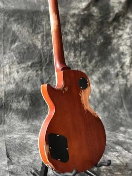 Naujas Tigras Liepsna Sunburst standartas užsakymą elektrinė gitara,relikvijos rankomis.vienas gabalas kaklo ir vienas gabalas kūno guitarra.