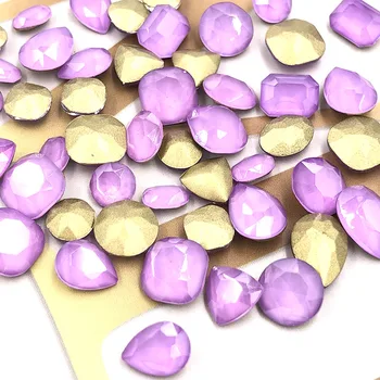 Naujas atvykimo Violetinė Mocha pointback stiklo kristalų, cirkonio nagų papuošimai Mišrios formos Mišrios dydis 20pcs/50pcs