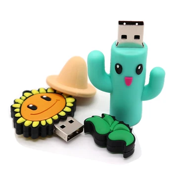 Naujas pendrive 128GB pen drive 64GB animacinių filmų usb flash 8GB memory stick Kaktusas ir saulėgrąžų stiliaus atminties diską nemokamas pristatymas
