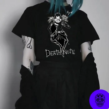 Naujovė Death Note Shinigami Ryuk T-shirt Moterims trumpomis Rankovėmis Japonų Manga Light Yagami L T-shirt Medvilnės Anime Tee Dovanų Idėjos