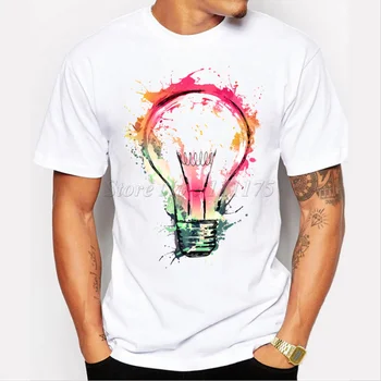 Naujų Spalvų, Dažytos Lemputė Dizaino vyriški marškinėliai Cool Mados Viršūnes Trumpas Rankovės Tees