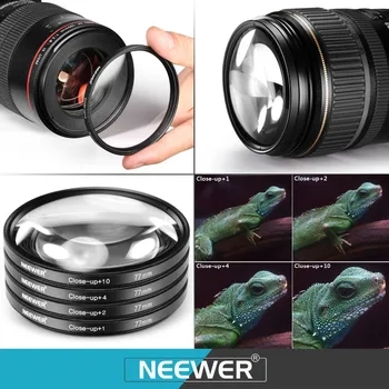 Neewer 77MM Objektyvo Filtrą ir Priedų Rinkinys: UV CPL FLD Filtrai, Macro Close Up Filtras Nustatytas(+1 +2 +4 +10), ND2 ND4 ND8 Filtras