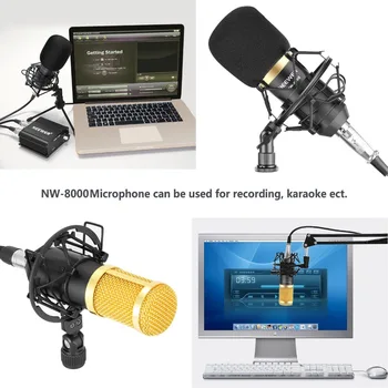 Neewer NW-8000 Profesionalus Studija Kondensatoriaus Mikrofonas, Reguliuojama Pakaba, Žirkliniai Stovas+Shock Mount+Pop Filtras Įrašymas
