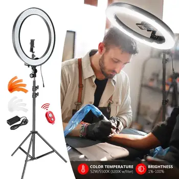 Neewer Selfie LED Šviesos Žiedas Atnaujintas 18-colių Išorinis Pritemdomi su Sukiojamomis Telefono Laikiklis,Žiedas Lempa išmanųjį telefoną 