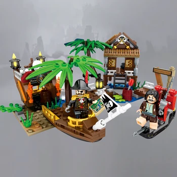 Negilių Salą Karibų Piratai Captain Black Pearl Laivo Saloje Audra Modelis Statybiniai Blokai, Plytos, žaislai, dovanos berniukams