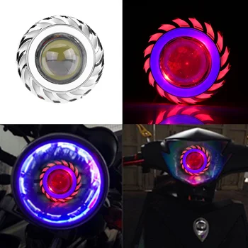 Nemokamas Pristatymas Motociklo priekinis žibintas LED Projektoriaus Objektyvas Dual Halo Angelas Velnio Akių Vietoje Šviesos Motocicleta Žibintai