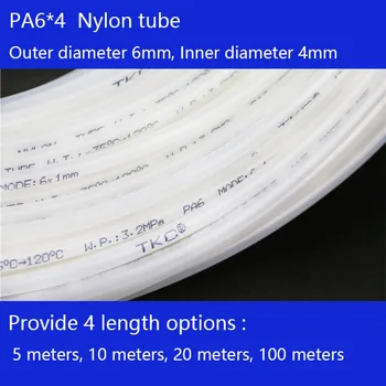 Nemokamas pristatymas nuo 100 metri/lotto Tubo di Nailono PA6X4mm OT 6mm ID 4mm Plastica Flessibile Tubo PolyamideTube