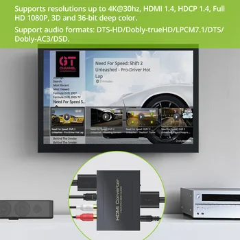 Neoteck 4K HDMI Audio Extractor HDMI Į HDMI Optinis Spdif Toslink Konverteris Adapteris, Splitter Skaitmeninio į Analoginį Stereo R/L Audio