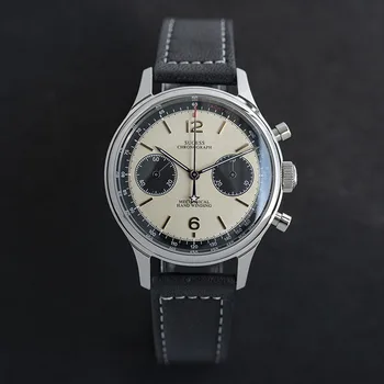 Nerūdijančio plieno šviesos žiūrėti mechaninė žuvėdra ST1901 judėjimo 1963 chronograph polit vertus vėjo laikrodis panda dial sappire