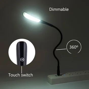 Nešiojamų Mini USB Lempa Touch Pritemdomi Lanksti LED Akių priežiūros Skaitymo Šviesa Reguliuojamas Stalo Lempos Nešiojamas Miegamojo Apšvietimo Tyrimas