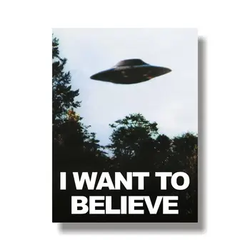 Noriu Tikėti, Plakatas UFO Kūrinys Svetimų TV Retro 90s Plakatas Sienų Dekoras Filmo Plakatas Tiesa yra Ten, Manau, Plakatas