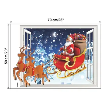 Nuimamas Kalėdų langą sienų lipdukai miegamojo kambarį stiklo durų ir langų fone apdailos lipdukai