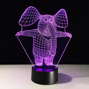 Nuostabi 3D Iliuzija LED Stalo Lempa Naktį Šviesos su Gyvūnų Dramblys Cartoon Formos 7 Spalvų Namų Dekoro Vaikams Dovanų Lašas Laivybos