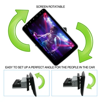 OKNAVI Android 9.0 IPS Jutiklinį Ekraną Pasukti 1 Din 360 Laipsnių Universaliųjų Automobilių Radijas Stereo Audio Video DVD Multimedijos Grotuvas